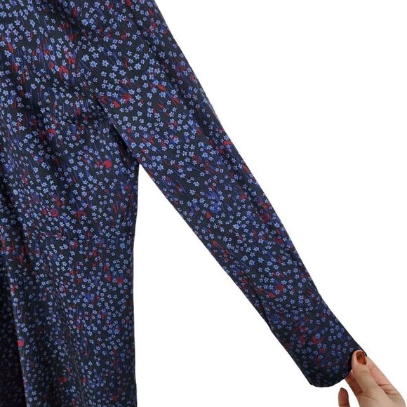 AND OTHER STORIES Dress Womens 8 Blue Floral Fit Flare Shirtdress Long Sleeve - Picture 6 of 10